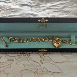 Juicy Couture Gold Chain Bracelet with Heart Charm